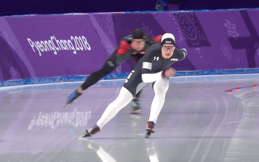 Olympic speed skater in action